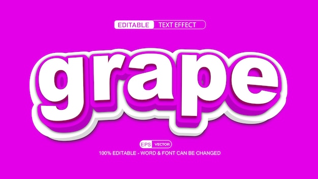 Efecto de texto editable de uva vector estilo 3d con fondo
