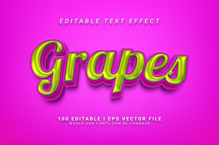 Vector efecto de texto editable de uvas