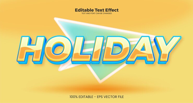Vector efecto de texto editable de vacaciones en estilo de tendencia moderna