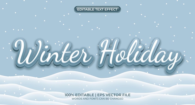 Efecto de texto editable para las vacaciones de invierno Efecto de mensaje para la temporada de invierno Tema de texto de estilo de invierno