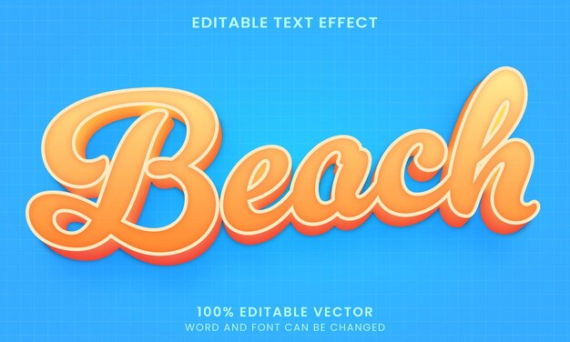 Vector efecto de texto editable de vacaciones en la playa de verano