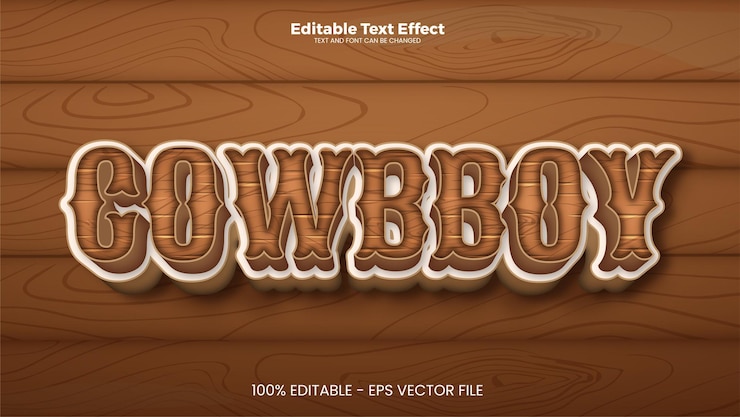 Vector efecto de texto editable vaquero en estilo de tendencia moderna