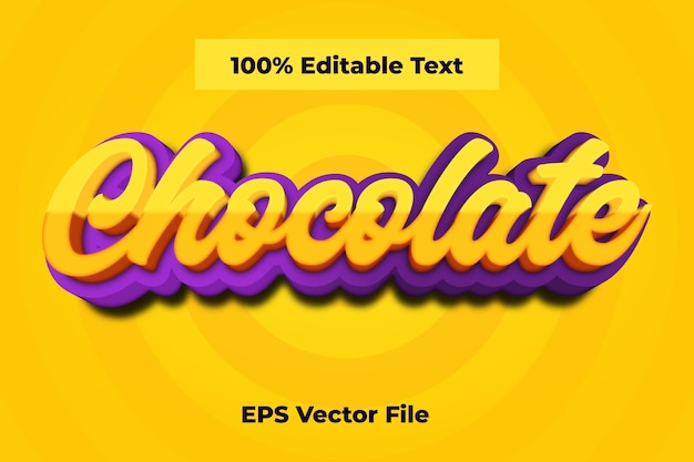 Efecto de texto editable de vector 3D de chocolate