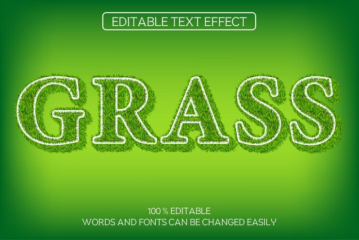 Vector efecto de texto editable vector 3d, estilo de texto de naturaleza y hierba