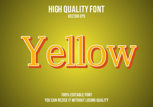 Efecto de texto editable vector amarillo