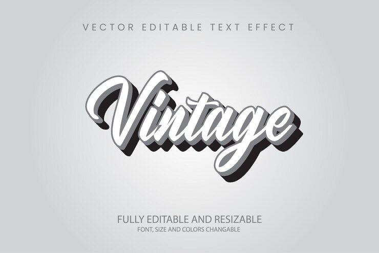 Vector efecto de texto editable de vector antiguo