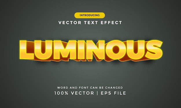 Efecto de texto editable de vector luminoso