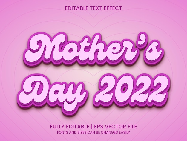 Efecto de texto editable vector mothers day 2022