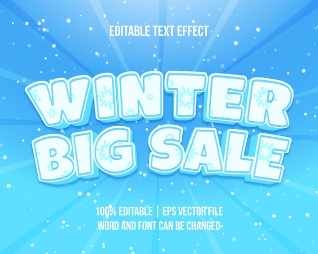 Efecto de texto editable - Vector premium de estilo moderno de gran venta de invierno