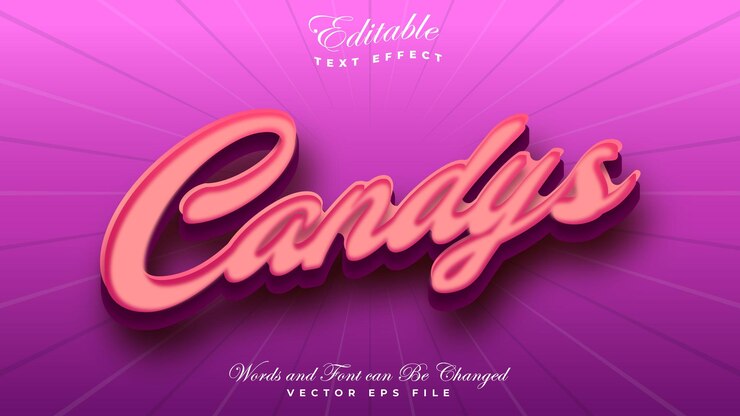 Vector efecto de texto editable vector premium de estilo plantilla 3d de candys