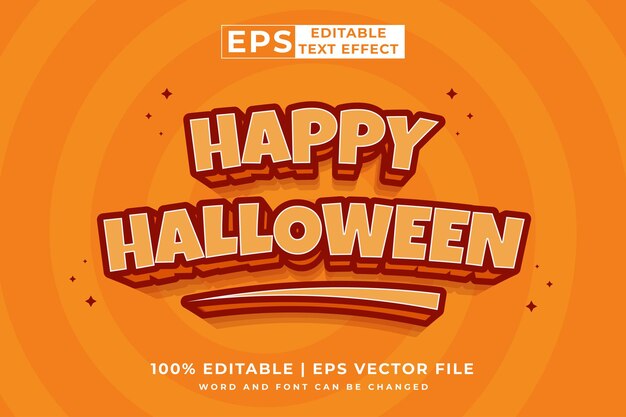 Efecto de texto editable Vector premium de estilo de plantilla de dibujos animados 3d de Feliz Halloween