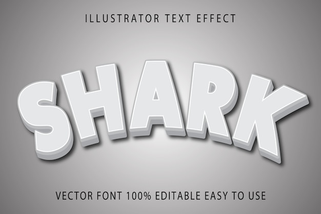 Efecto de texto editable de vector de tiburón