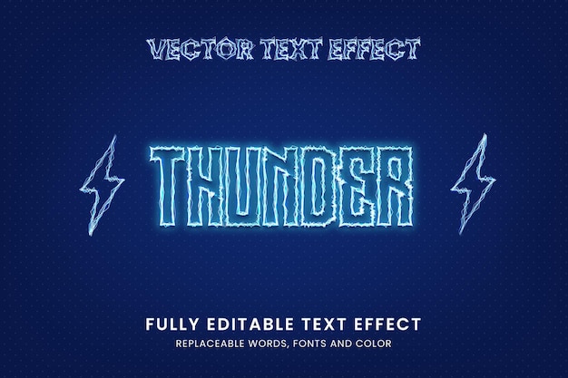 Efecto de texto editable de vector de trueno