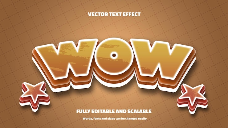 Vector efecto de texto editable vector wow con estilo moderno