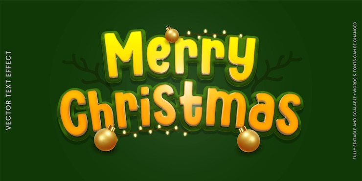 Vector efecto de texto editable vectorial feliz navidad efecto de estilo de texto 3d