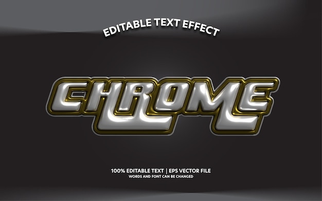 Efecto de texto editable vectorial de fuente retro de Chrome