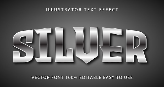 Efecto de texto editable vectorial de plata