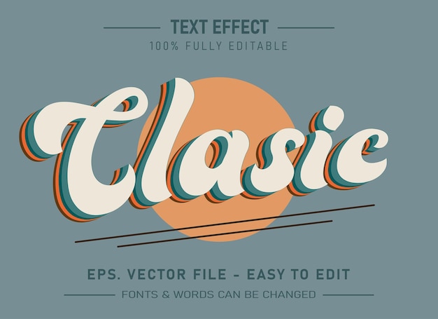 Efecto de texto editable vectorial retro vintage moderno