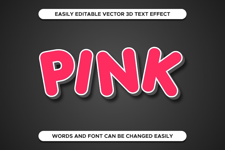 Vector efecto de texto editable vectorial rosa