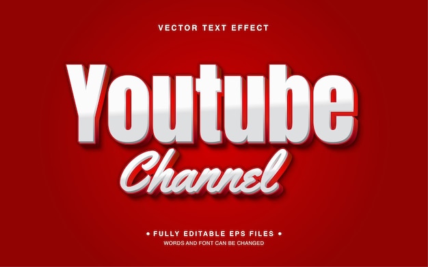 Efecto de texto editable vectorial de youtube en 3d