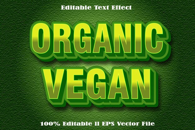 Efecto de texto editable vegano orgánico