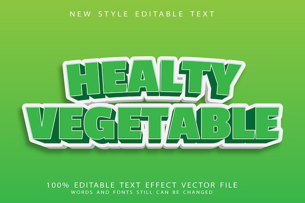 Efecto de texto editable de vegetales saludables en relieve estilo moderno