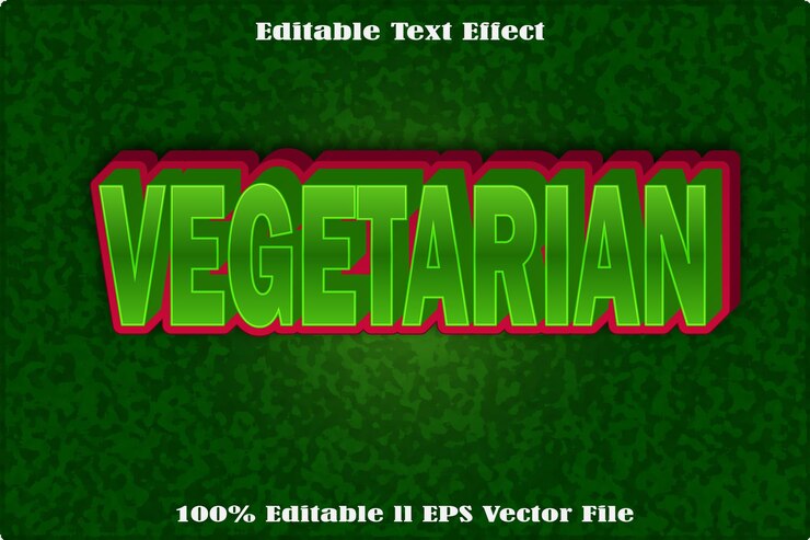 Vector efecto de texto editable vegetariano