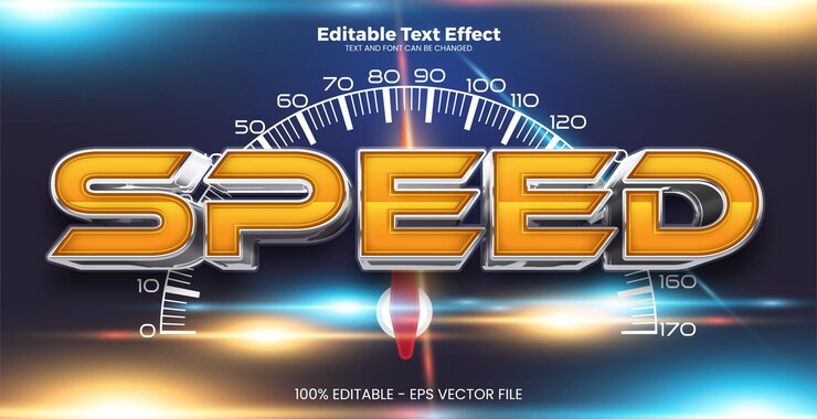 Vector efecto de texto editable de velocidad en el estilo de la tendencia moderna