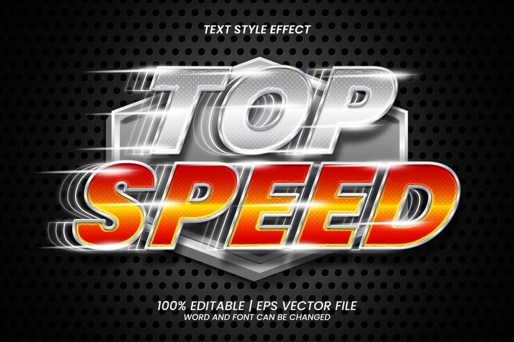 Vector efecto de texto editable de velocidad máxima en negrita 3d