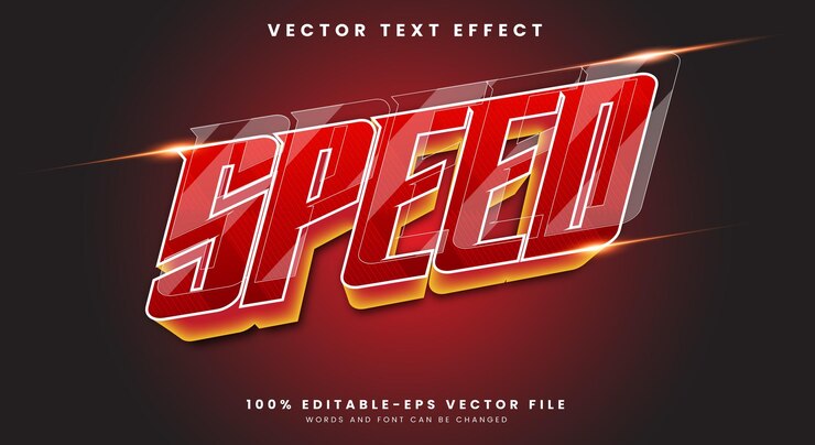 Vector efecto de texto editable de velocidad plantilla con estilo de texto de deporte y campeón