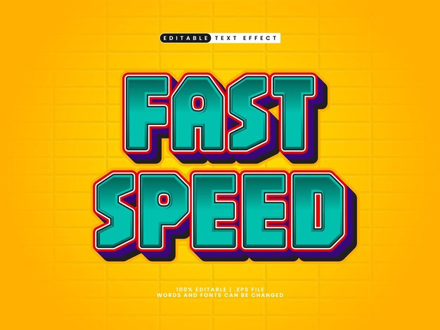 efecto de texto editable de velocidad rápida en un estilo de texto simple y moderno