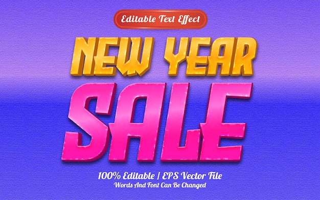 Vector efecto de texto editable para la venta de año nuevo