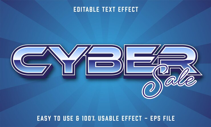 Vector efecto de texto editable de venta cibernética