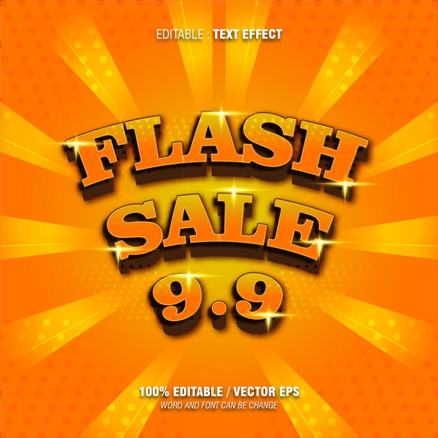 Efecto de texto editable venta flash color degradado naranja