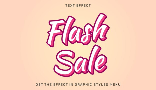 Efecto de texto editable de venta flash en estilo 3d