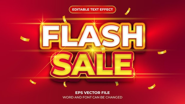 Efecto de texto editable de venta flash Plantilla de banner de venta flash con color rojo