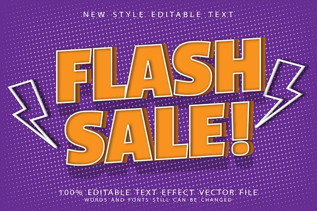 Efecto de texto editable de venta flash en relieve estilo moderno