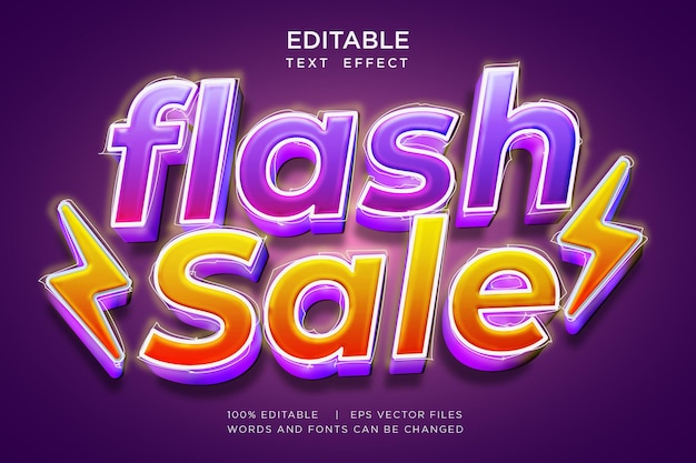 Efecto de texto editable de venta flash