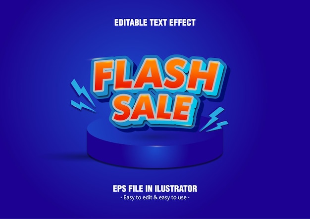 Vector efecto de texto editable de venta flash