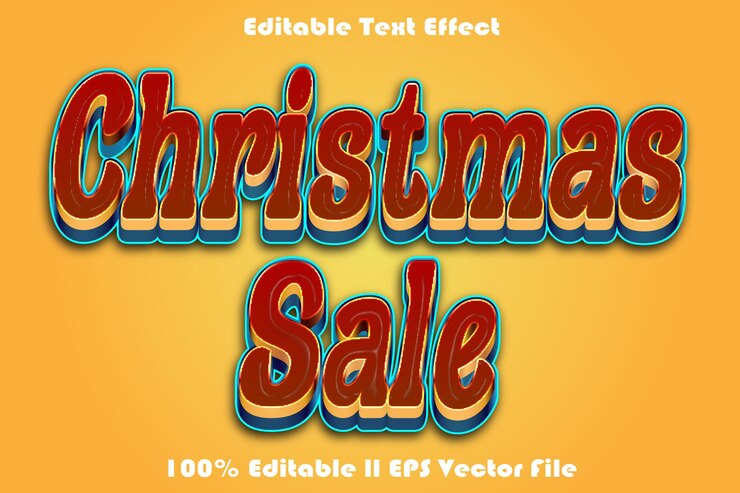 Vector efecto de texto editable de venta de navidad