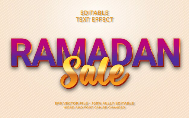 Efecto de texto editable de venta de ramadán