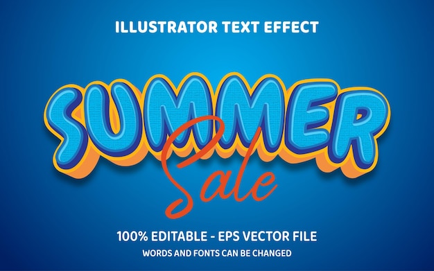 Efecto de texto editable Venta de verano ilustraciones de estilo 3d