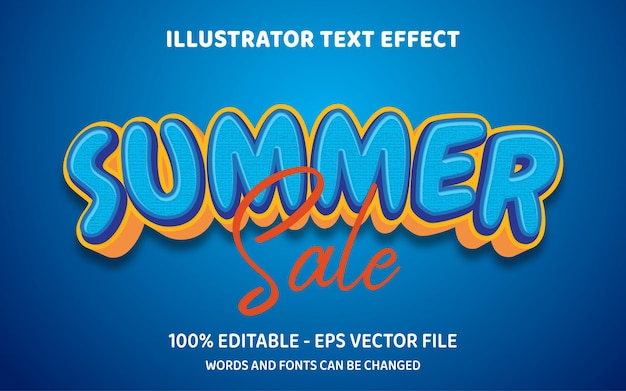 Vector efecto de texto editable venta de verano ilustraciones de estilo 3d