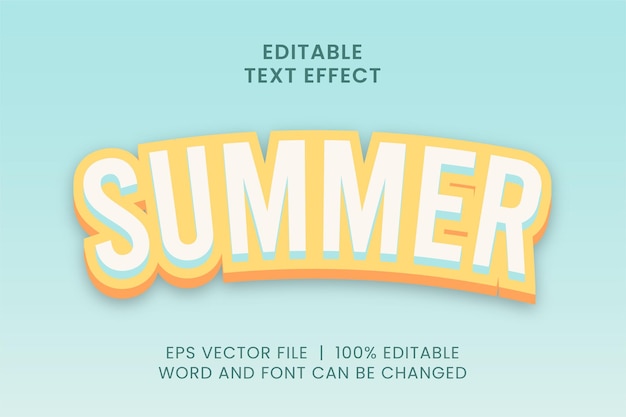 efecto de texto editable de verano 3d amarillo y azul