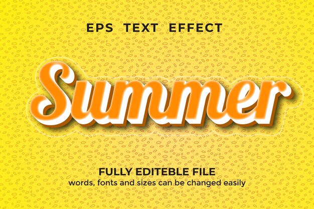 efecto de texto editable de verano de estilo 3d