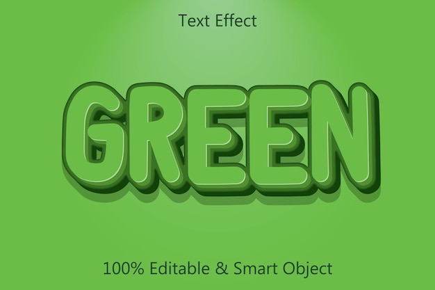 Efecto de texto editable verde estilo simple en relieve de 3 dimensiones