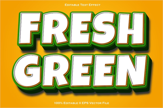 Efecto de texto editable verde fresco estilo de relieve 3D