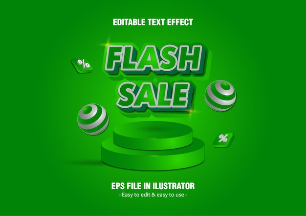 Vector efecto de texto editable verde de venta flash