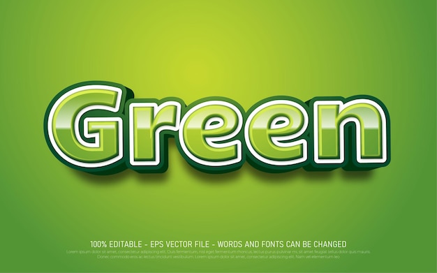 Vector efecto de texto editable verde