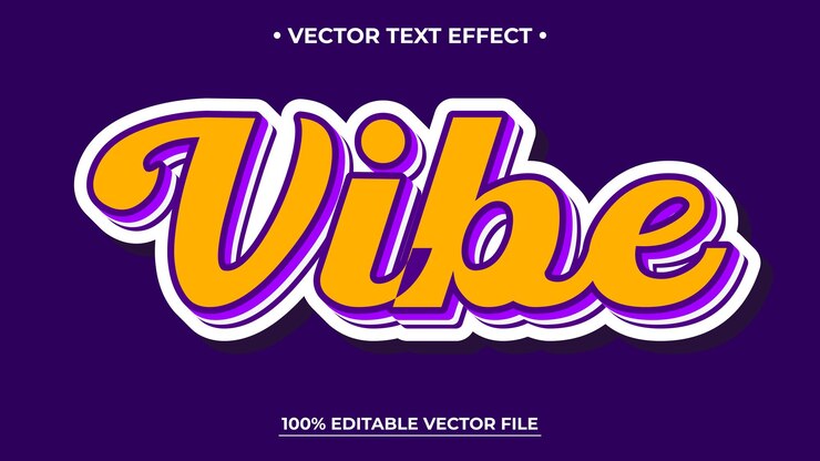 Vector efecto de texto editable vibes 3d de estilo vintage retro vector premium